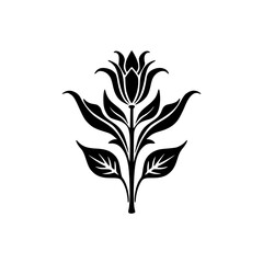 Elegant Black & White Floral Vector Illustration, Botanical Design