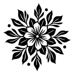 Elegant Black and White Floral Mandala: Vector Design