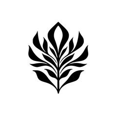 Elegant Black & White Leaf Design: Minimalist Floral Motif