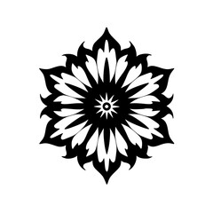 Black and White Floral Mandala Design, Vector Illustration