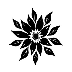Black & White Mandala Floral Design, Vector Illustration