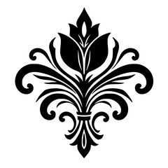 Elegant Black Floral Damask Vector Design Element