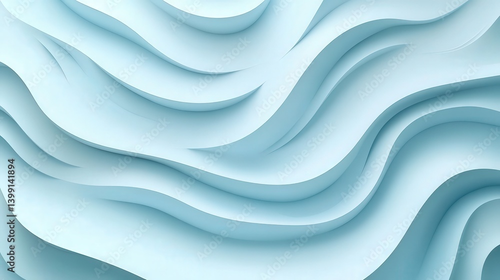 Aufkleber abstract light blue background featuring smooth, wavy lines in a minimalistic flat design. high-reso
