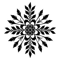 Elegant Black Floral Mandala on White Background