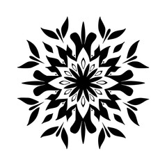 Geometric Black and White Floral Mandala Design, Symmetry, Decorative Element