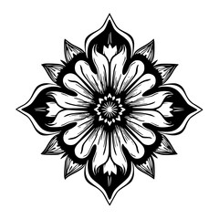 Intricate Black and White Floral Mandala Design