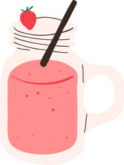 Strawberry Smoothie Drink Hand Drawn