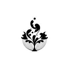 Fototapeta premium Abstract Floral Illustration in Grayscale with Dots and Fine Lines