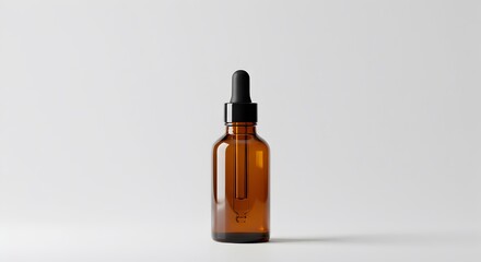 Minimalist amber glass dropper bottle against a clean, neutral background