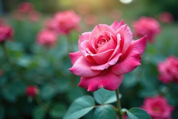 Watercolor Rose Blooming in Garden , roses, watercolor