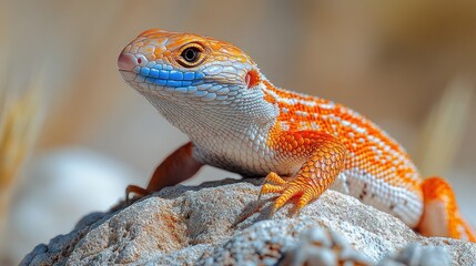 Obraz premium Vibrant Blue-tongued Lizard on Rock