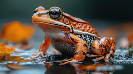 Fototapeta premium Vibrant Rainforest Frog: A Close-Up of a Striking Amphibian