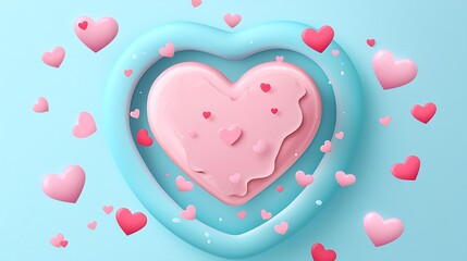 Colorful Heart Shaped Design with Floating Hearts Creating a Playful Romantic Atmosphere
