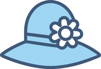 Stylish sun hat outline. beach hat vector illustration. Summer, vacation, beach elements