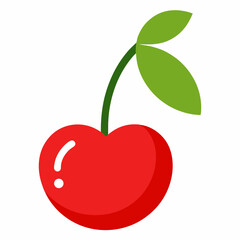 Cherry fruit vector icon isolated on white background