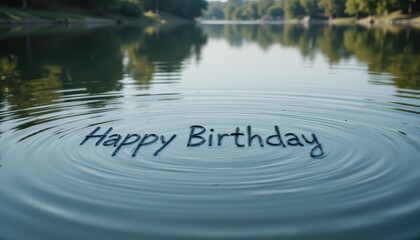 Happy Birthday message on water ripples