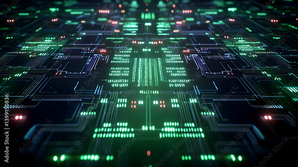 Poster abstract glowing circuit board technology pattern