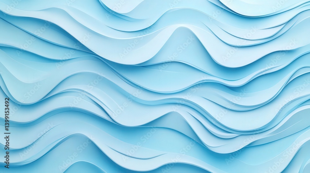 Aufkleber abstract light blue background featuring smooth, wavy lines in a minimalistic flat design. high-reso