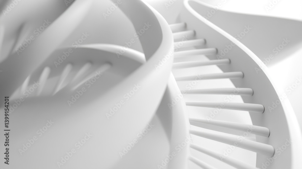 Poster abstract white spiral design with intricate structure.