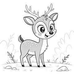 deer with a red heart coloring book