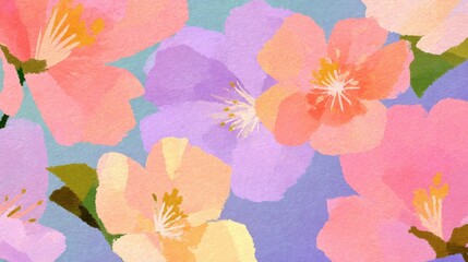 Flat floral painting with vintage color palette