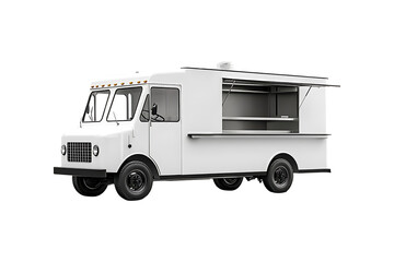 The white food truck isolated on transparent background
