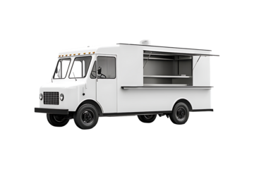 The white food truck isolated on transparent background
