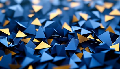 Blue and Gold Geometric Triangle Patterns for Abstract Backgrounds and Design Projects