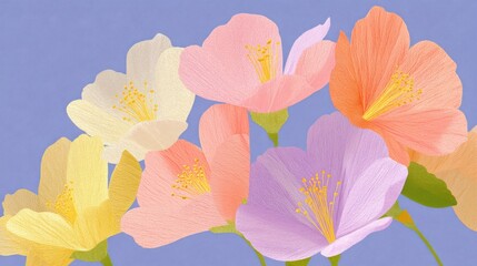 Botanical pastel petal cluster illustration