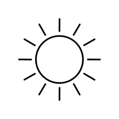 Obraz premium simple sun outline for drawing and coloring book. minimal black line sun isolated on white background