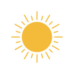 simple flat icon of a sun. yellow sun isolated on white background, perfect for summer and weather