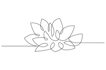 Continuous one line drawing of Lotus flower. Single line drawing illustration of Lotus flower. Spa banner and business card concept vector art. Doodle line illustration.