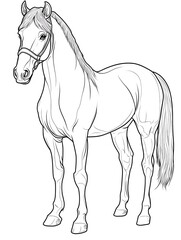 Obraz premium Elegant Horse Standing with Grace in a Simple Outline Design for Coloring Activities