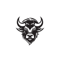 Silhouette Buffalo Vector Logo Icon