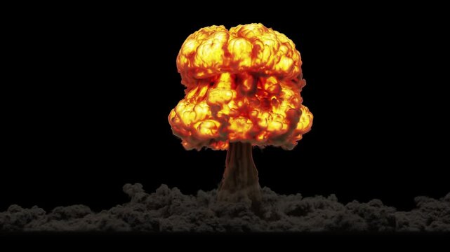 Nuclear Atom bomb explosion on transparent background