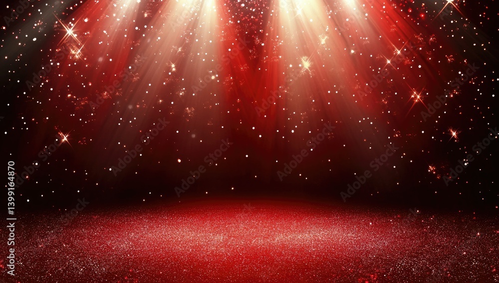 Poster a vibrant stage illuminated by red lights. creating a dramatic atmosphere for a performance. with sh