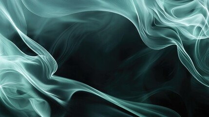 Obraz premium Ethereal Flowing Smoke Waves in Shades of Teal and Black
