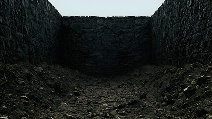 Obraz premium Dark Rocky Canyon Tunnel Interior