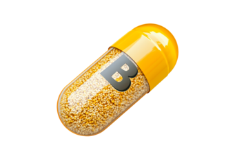 Vitamin B capsule isolated on transparent background