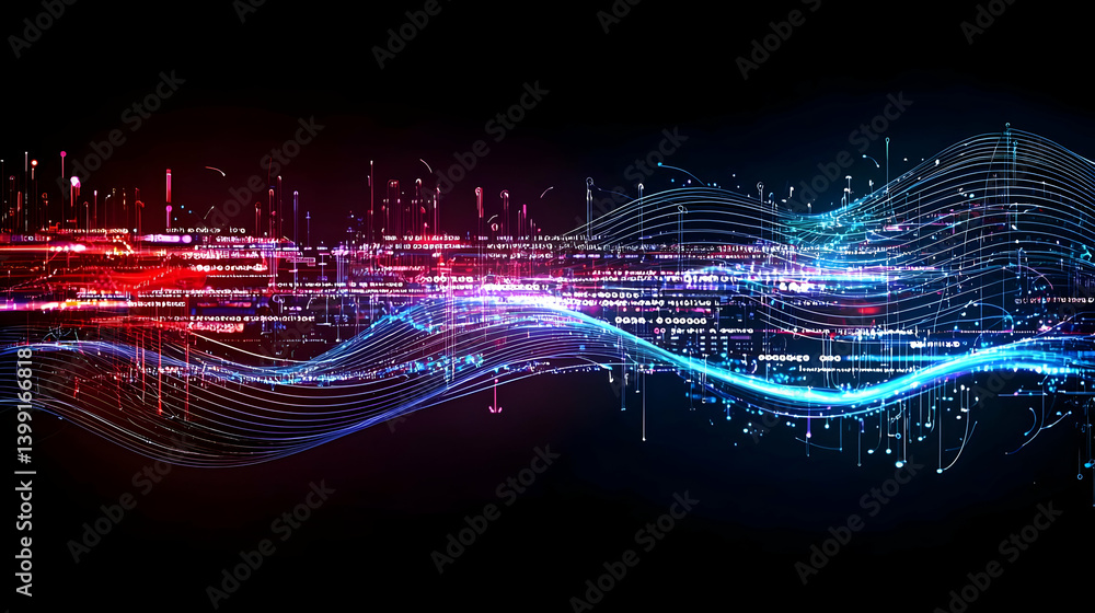 Poster abstract data wave pattern with vibrant colors