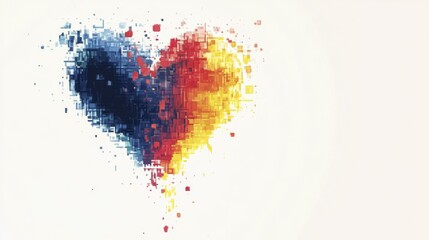 Abstract Pixel Heart Mosaic with Vibrant Color Gradient