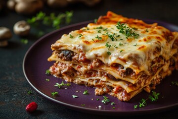 Hearty layered pasta dish with meat and cheese