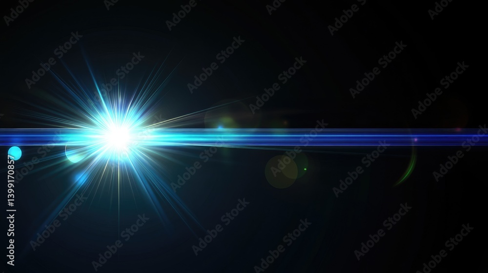 Poster a stunning cosmic scene featuring a radiant starburst effect. with bright light rays extending acros