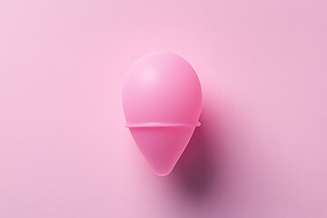 Pink menstrual cup on a plain background