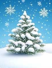 Delightful Christmas tree scene with snowflakes falling softly from above