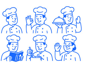 Fototapeta premium chef doodle cartoon drawing vector illustration set