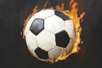 Fototapeta premium A Fiery Soccer Ball, a Striking Abstract Painting