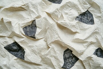 Crumpled Paper Texture with Graphic Patterns in Monochrome Design