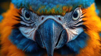 Fototapeta premium Magnificent Blue-and-gold Macaw Portrait: A Close-Up of Nature's Jewel