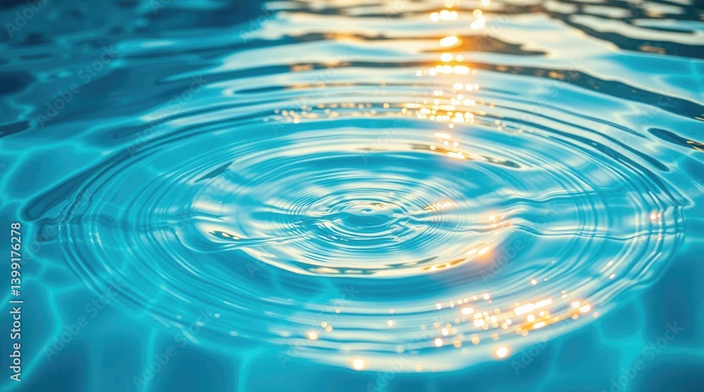 Poster water ripples creating patterns in sunlit pool